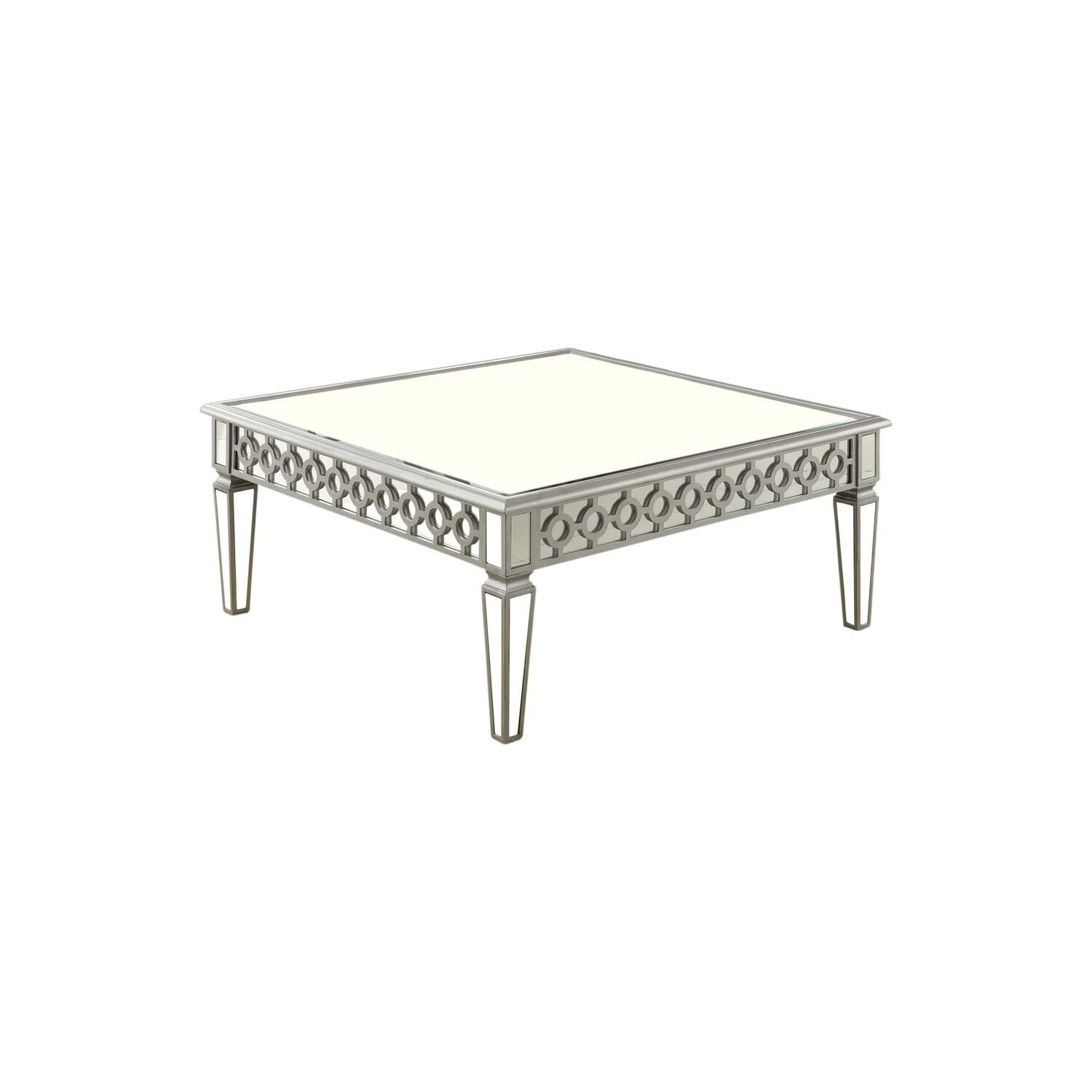 Best Master Furniture Sophie Silver Mirrored Square Coffee Table